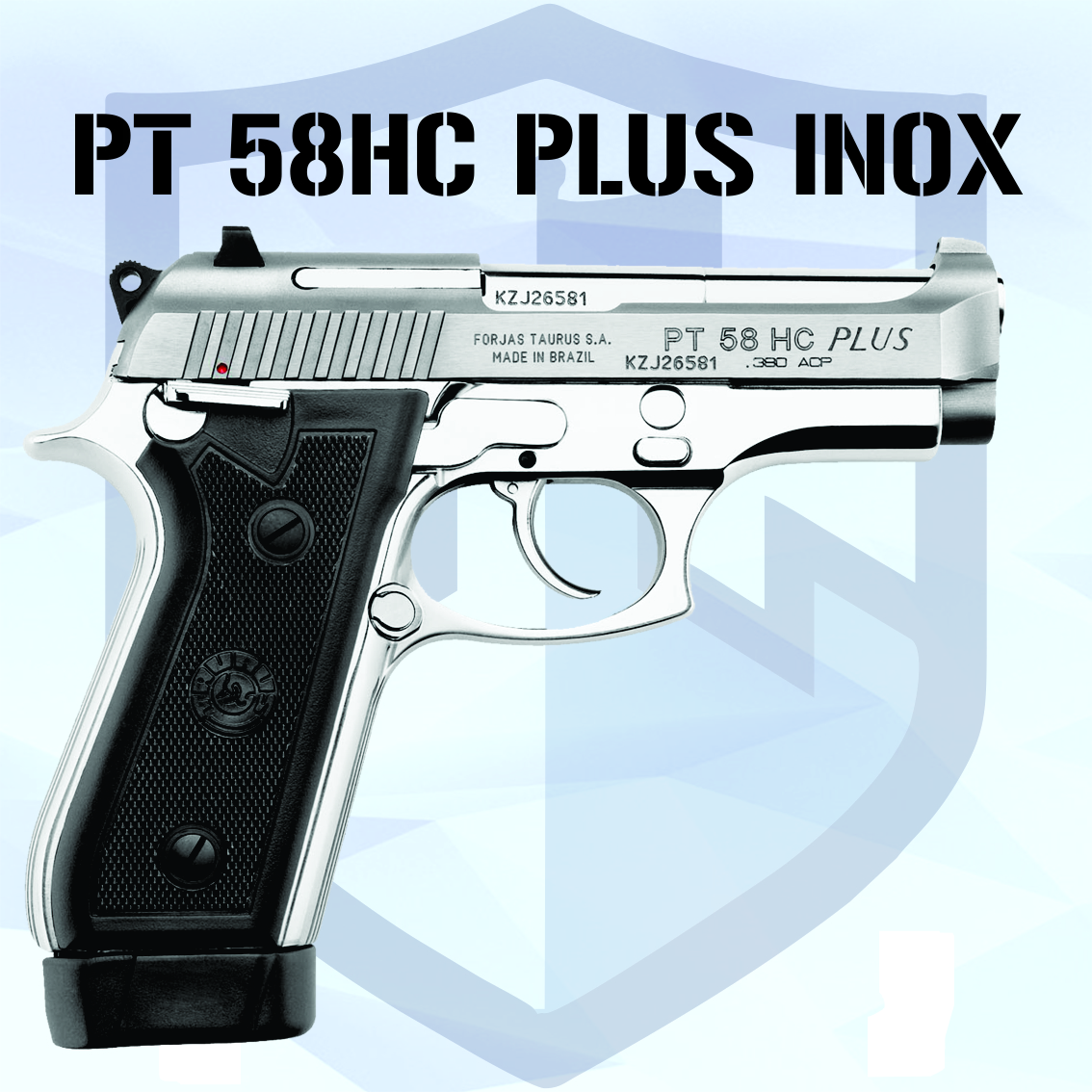 Pistola Taurus PT58 HC Plus - Cal .380 ACP Cano 4'' 19+1 Tiros - Inox